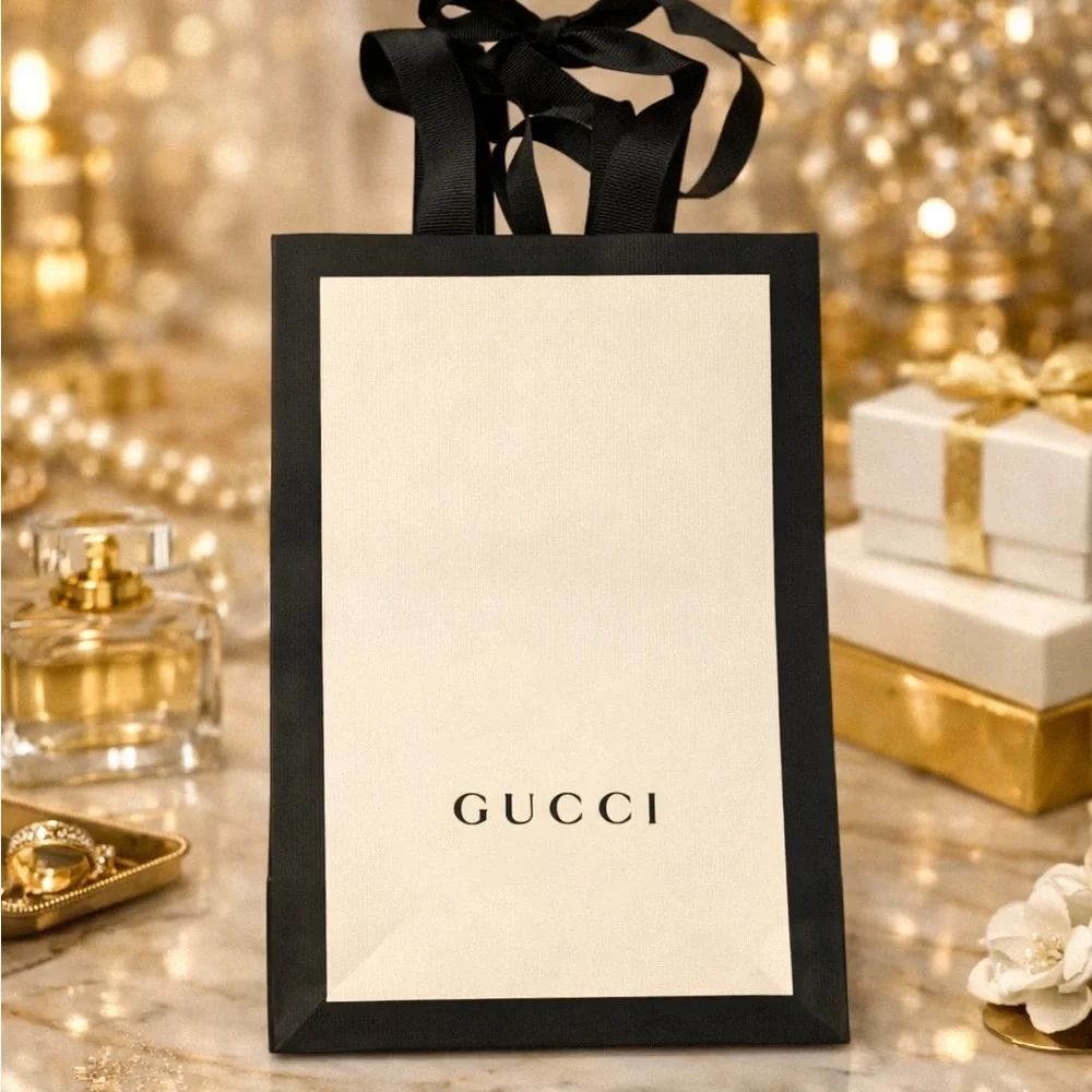 Gucci Black and Cream Shopping Bag